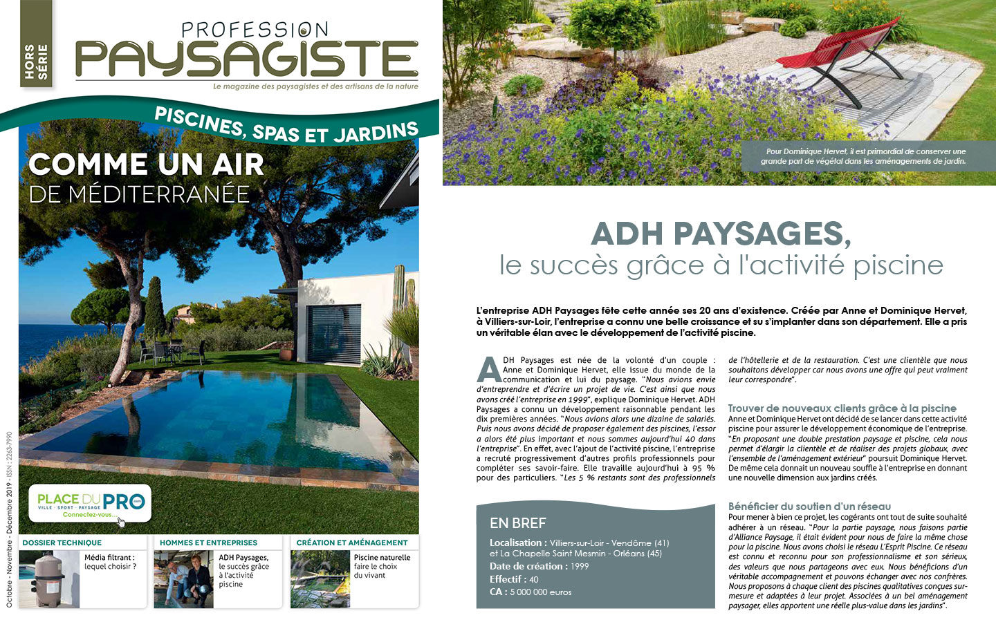 ADH PAYSAGES article de presse profession paysagiste hors serie 2019