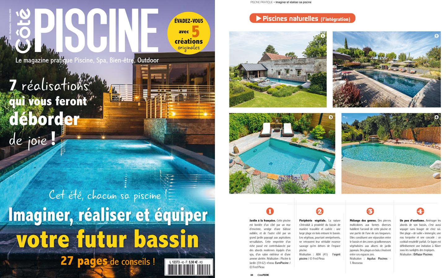 ADH PAYSAGES article de presse Côté Piscine Aout Octobre 2020 adh piscine 00
