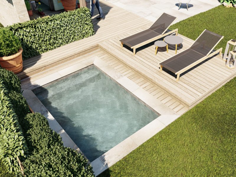 Rendu 3D piscine avec terrasse mobile - ADH PAYSAGES