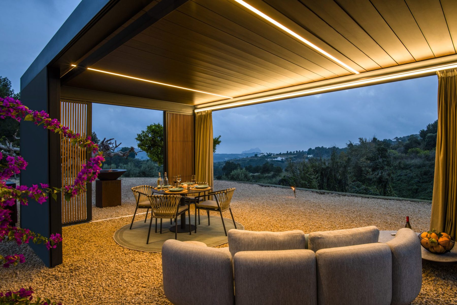 Pergola bioclimatique RENSON - Eclairage de nuit